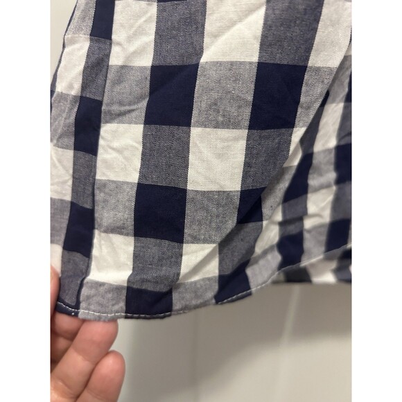 Aura Women's Size Large Navy Blue Gingham Peplum Summer One Shoulder Bow Top - Picture 5 of 5